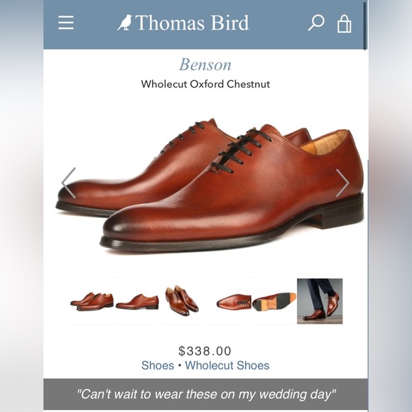 Thomas Bird Wholcut Oxford Chestnut Shoes - Picture 2 of 7